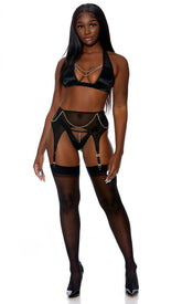 Black Dripped in Diamonds Lingerie Set Areous